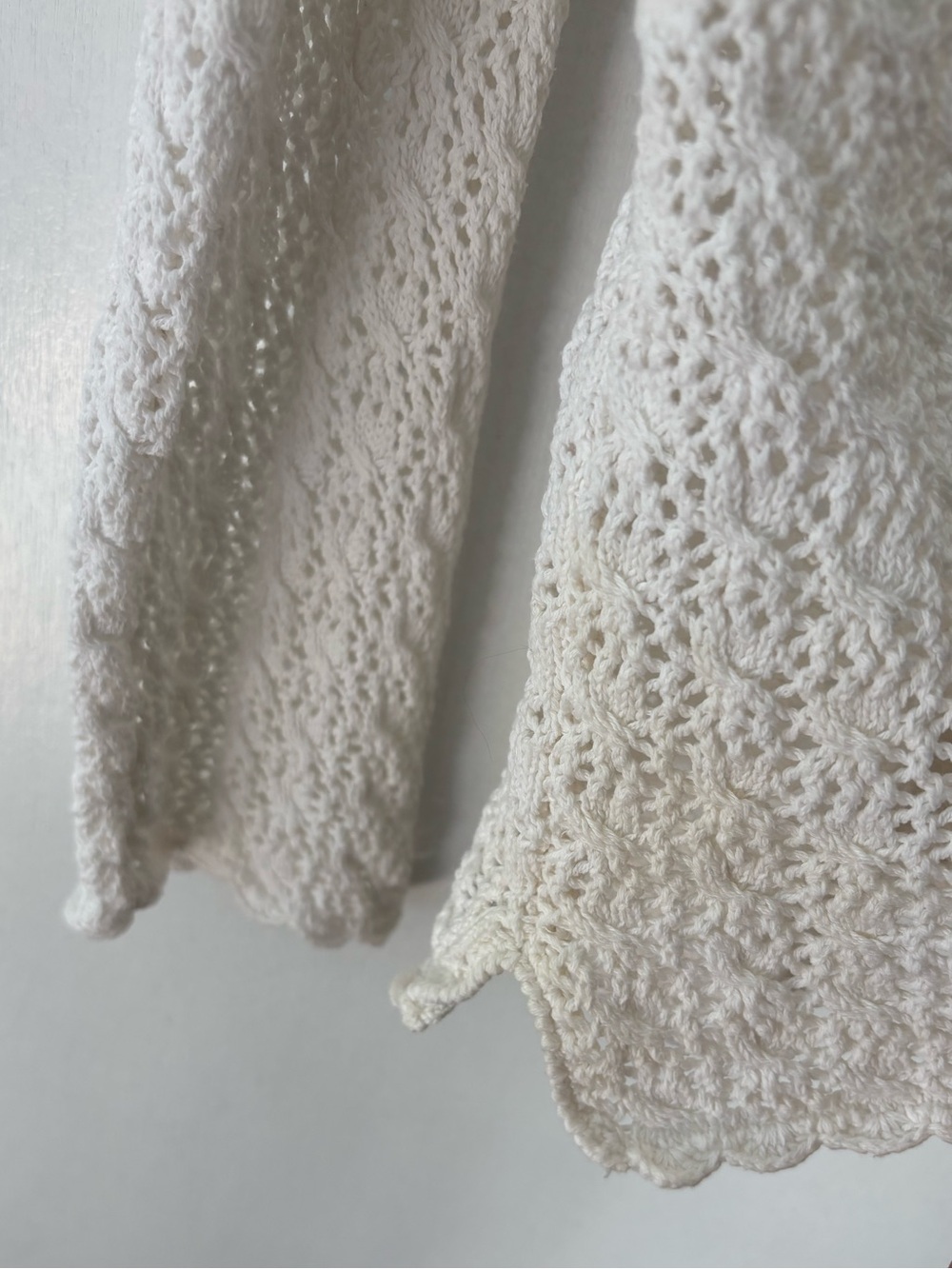 Northern Reflections White Open Knit Crochet Sweater L Cotton Boho - Picture 7 of 11